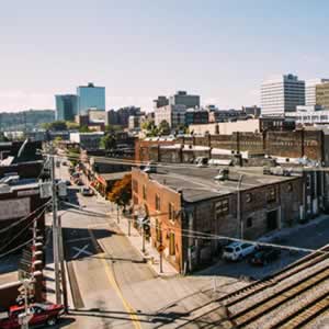 Views of downtown Knoxville and the historic Old City